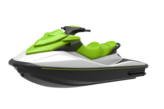 Blue jet ski isolated on transparent background.