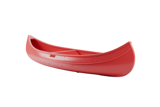 A red colour canoe isolated on white background.