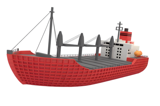 Red cargo ship isolated on transparent background - Powered by Adobe