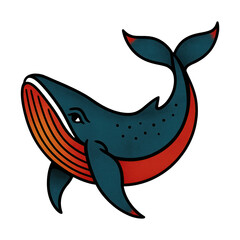 PNG Colorful abstract whale illustration.