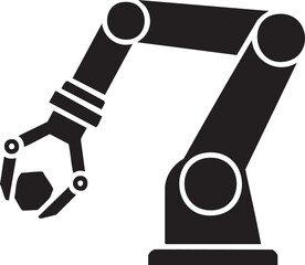 Robotic Arm Pincers Silhouettes isolated on white background