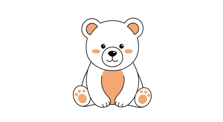 A cute cartoon polar bear sitting and smiling with blush on its cheeks.