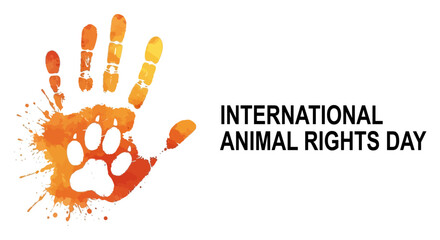 International Animal Rights Day Graphic Handprint with Paw Print