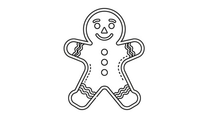 Obraz premium Festive gingerbread man outline for holiday crafts and baking projects, a cute cookie design perfect for Christmas season coloring pages and festive decorations