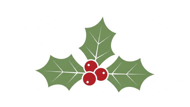 Festive holly sprig with red berries bringing holiday cheer, perfect for Christmas cards, seasonal designs, and winter celebrations, vector