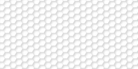 Abstract paper hexagon geometric creative mosaic design. white hexagon technology. vector grid honeycomb soccer hexagonal cell structure tile mess. emboss bee background.
