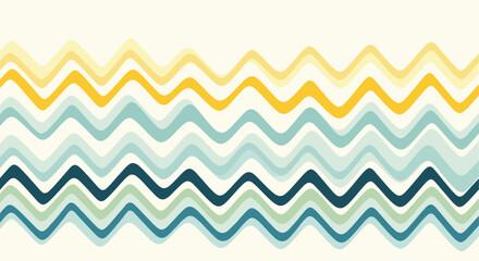 Abstract background of horizontally repeating wavy stripes in various shades of yellow, blue, and green.
