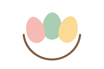 Easter eggs illustration featuring soft pastel colors, sitting in a festive basket, symbolizing spring and holiday celebration