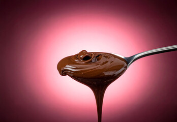 cuill&egrave;re de chocolat fondu qui coule