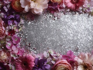 Elegant, chic, vintage floral glitter background