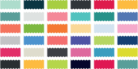 Obraz premium Set of Modern Color Rectangle Frames Showcasing Wavy Zigzag Borders and Scalloped Silhouette Edges Perfect for Trendy Digital Templates, Printable Tags, Creative Journals, and Branding Assets
