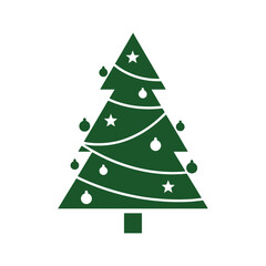 Festive fir tree with ornaments and stars for holiday decoration concept