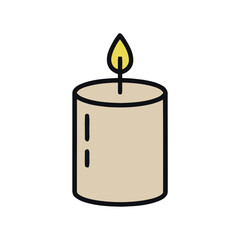 Candle Flame Glowing Simple Design Isolated on White Background