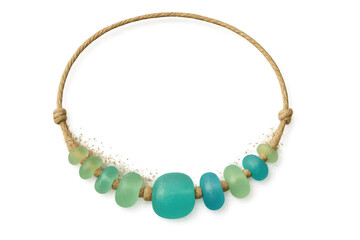 Obraz premium Necklace with sea glass beads isolated on transparent background for design