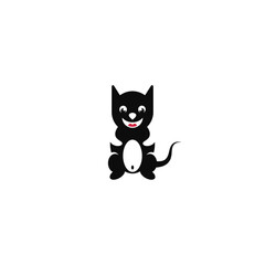 Funny and cute kitten logo on white background.