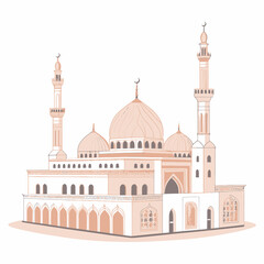 Fototapeta premium Mosque Architecture Flat Vector Icon Isolated