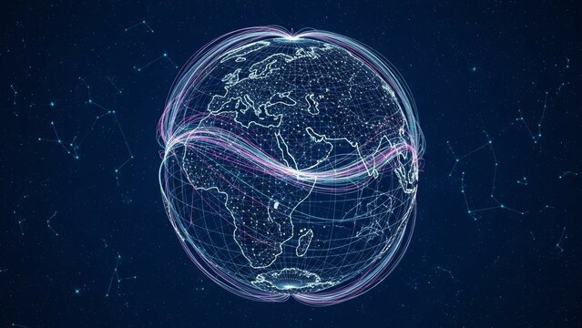 Digital Globe with Network Connections and Constellations earth world