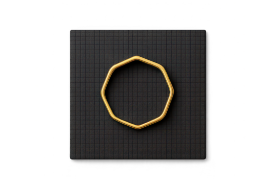 Abstract golden octagon shape on a textured surface, isolated with transparent background - Powered by Adobe
