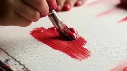 Creative Expression of Love with Red Heart Drawing Unfolds on Blank Sheet of Paper, Capturing Concept of Sketching or Drawing for Use in Warm and Tenderness filled Advertising.