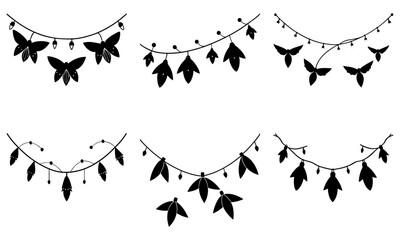 Fototapeta premium Elegant decorative floral silhouette swags for invitations, cards, or decorations, bringing a touch of nature and beauty to any project, originally scalable