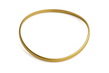 Elegant golden bangle isolated on transparent background, shiny jewelry item