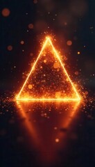 Abstract triangle flicker with defocused sparks on bronze lens flare background, dynamic, blurred