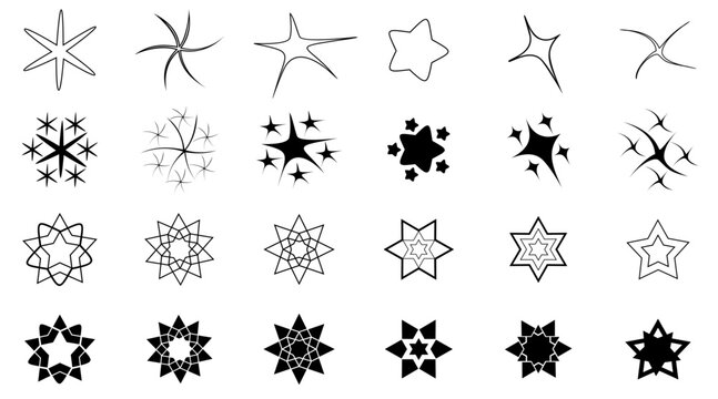 various forms of star image symbol patterns to complement a background effect or banner, vector