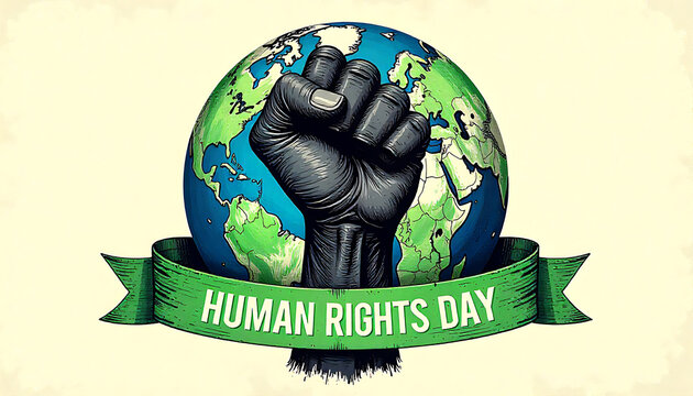 Universal Rights Fist Over Globe