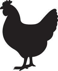 Chicken silhouette vector, poultry icons, farm animal illustration, black hen shapes, domestic bird design, livestock clipart