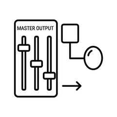 Audio Master Output Faders and Signal Flow Diagram Icon
