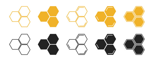 Honeycomb hexagon with honey and bee in a hive, featuring wax, beehive, and comb elements in a vector illustration, natural food and sweet pattern, organic and healthy beeswax design