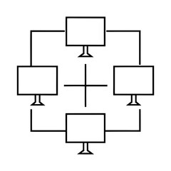 Multi Screen Setup Outline Vector Illustration Transparent Background