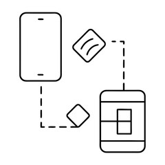 NFC Payment Outline Vector Illustration Transparent Background