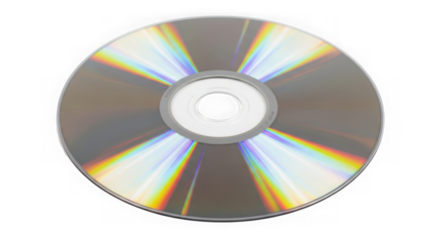 Isolated shiny compact disc reflecting vibrant rainbow colors