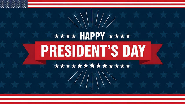 Celebrate President's Day with patriotic star-spangled design, perfect for cards, banners, promotions, or social media posts showing national pride today - Powered by Adobe