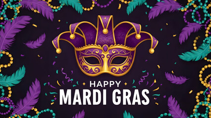 Obraz premium Get Ready for Mardi Gras Celebrations with this Festive Mask Design, perfect for Party Invitations and Social Media Graphics for your joyful event