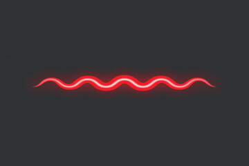 Transparent red neon glowing airflow wind stream wave effect, red light glow