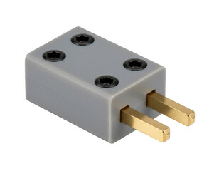 Miniature Gray Insulated Flat Pin Electrical Connector with Four Securing Screws