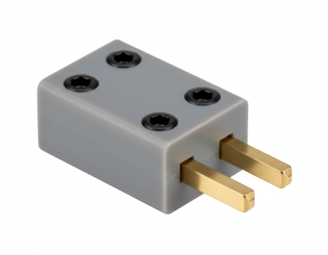 Miniature Gray Insulated Flat Pin Electrical Connector with Four Securing Screws