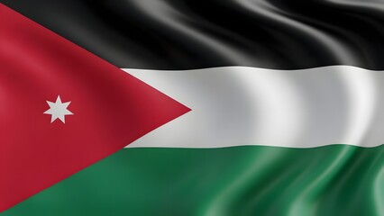 Waving flag of jordan national symbol of the middle eastern country