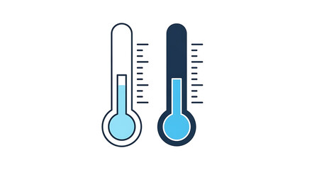 Thermometers indicating temperature levels in blue on an isolated background
