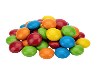 Vibrant pile of chocolate candies with glossy shells