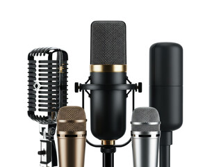 Collection of Professional Microphones on a Dark Field