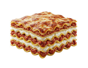 Cross-Section of Multi-Layered Lasagna with Melted Cheese Topping