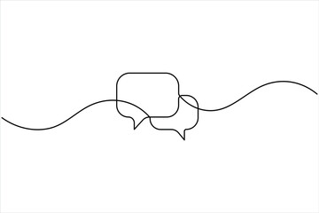 One continuous line art drawing of Speech bubble vector illustration. Communication chat messenger linear vector line symbol. Dialog cloud, chat bubble concept outline line design