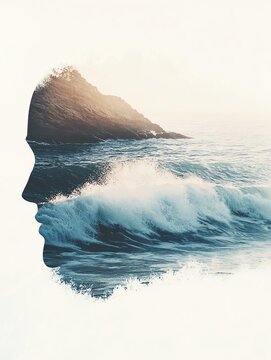 Double exposure of waves in a silhouette.