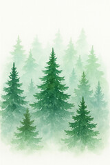 Watercolor evergreen forest illustration