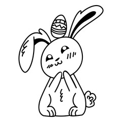 Cute rabbit easter overhead egg stroke