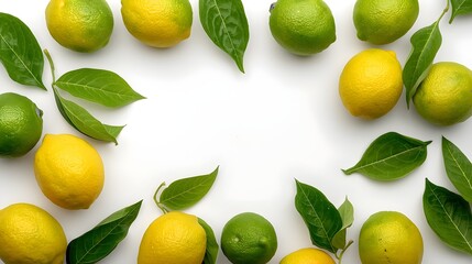 Fresh limes and lemons isolated on a white background