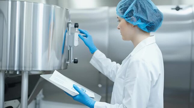 a woman in a lab coat is using a tablet